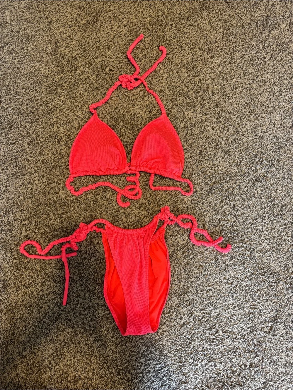 Aerie - Neon Pink Crochet-Trim Triangle Bikini - Picture 1 of 1